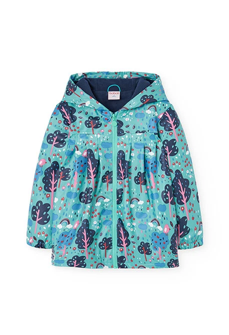 Manteau imperméable vert et bleu arbres et des nuages