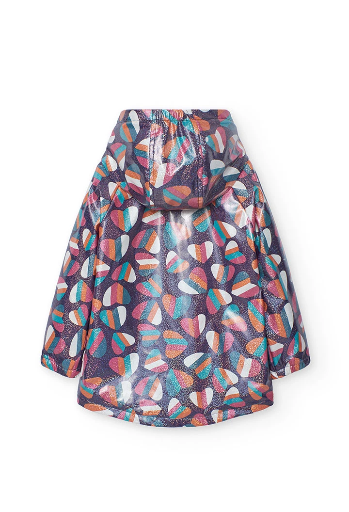 Imperméable à capuche avec des coeurs