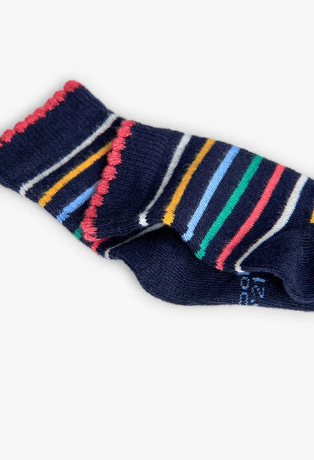 Pink socks pack with geometric rainbow stripes