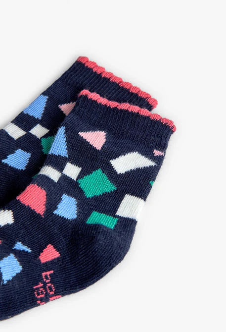 Pink socks pack with geometric rainbow stripes
