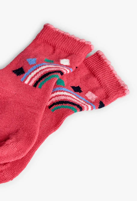 Pink socks pack with geometric rainbow stripes