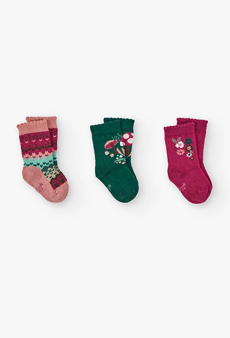 Pack de chaussettes en tricot rose et imprimées