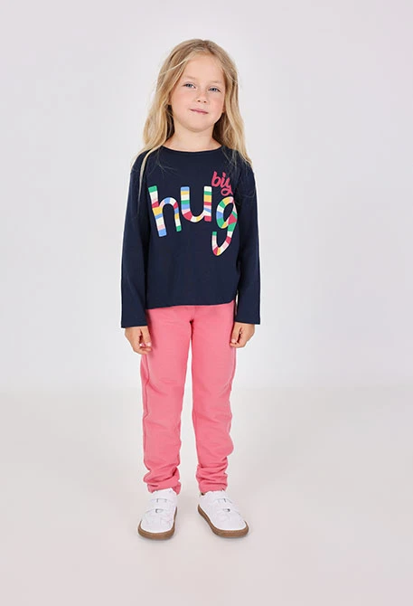 Pantalone bambina basic felpa rosa