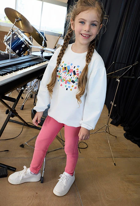 Basic girl´s pink fleece trousers