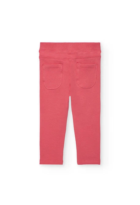 Pantalón niña básico felpa rosa