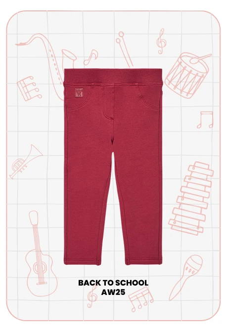 Pantalon basique pour fille en polaire bordeaux