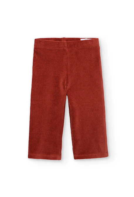 Pantaloni bambina in velluto arancione