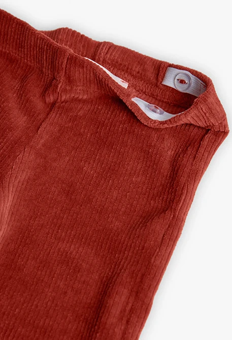 Pantaloni bambina in velluto arancione