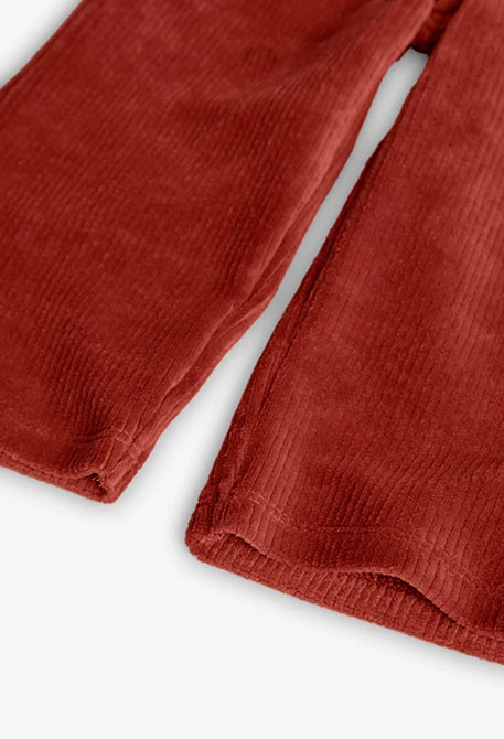 Pantalon fille en velours côtelé orange