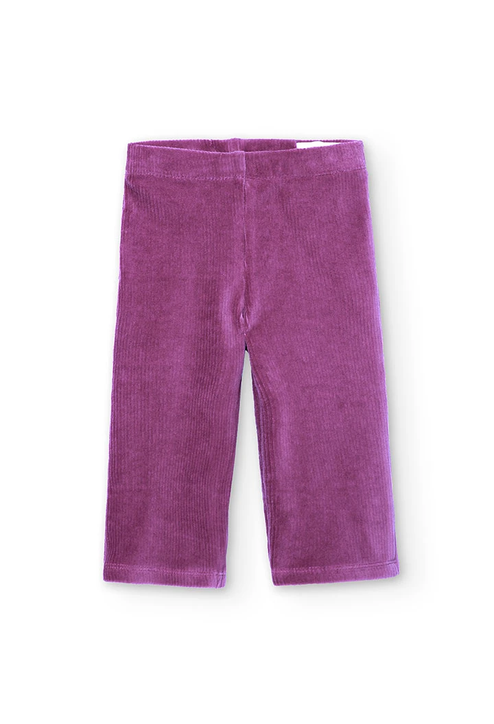 Pantalon fille velours côtelé lilas