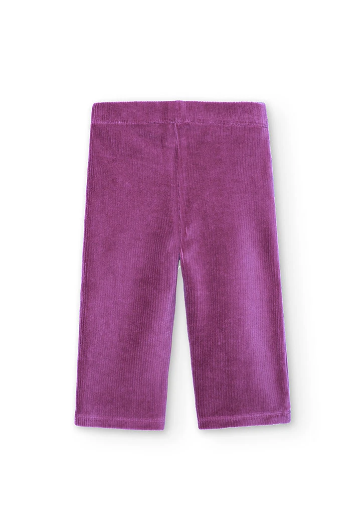 Pantalon fille velours côtelé lilas