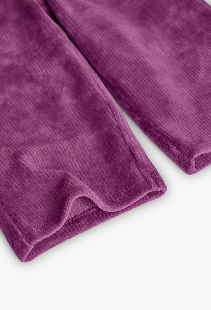 Pantaloni bambina velluto a coste lilla