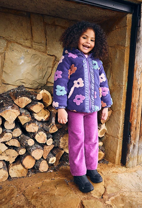Pantaloni bambina velluto a coste lilla