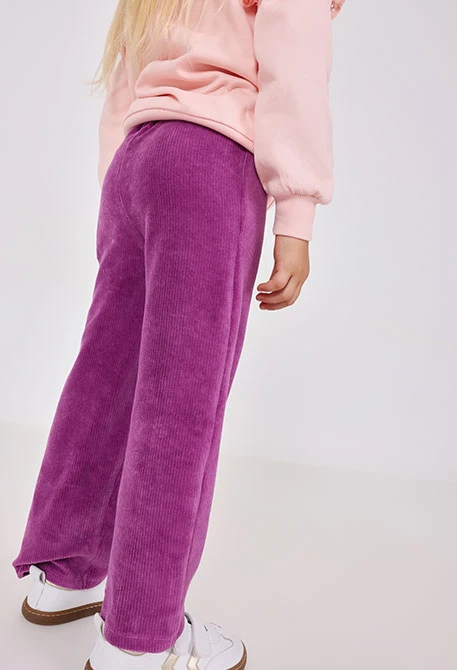 Pantalon fille velours côtelé lilas
