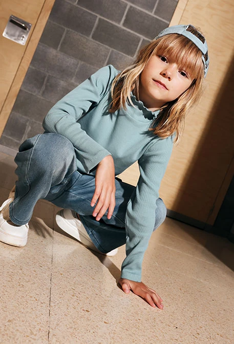 Camiseta niña algodón verde agua