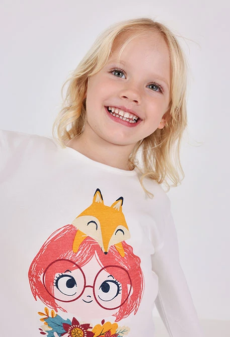 Camiseta de algodón rosa bebé animales