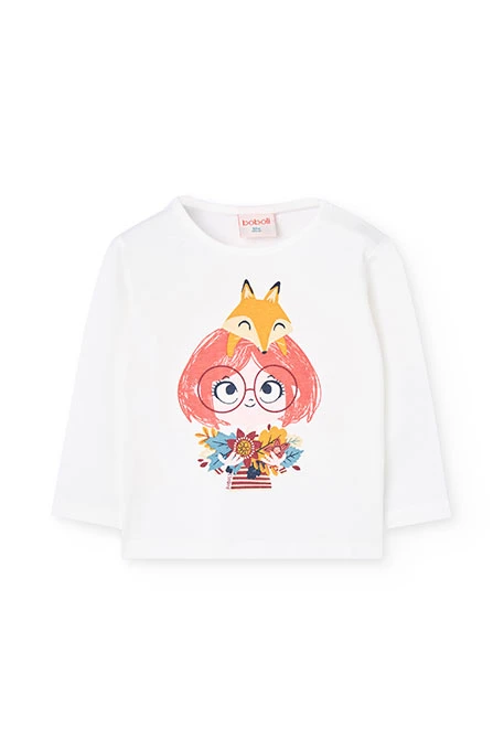 Camiseta de algodón rosa bebé animales