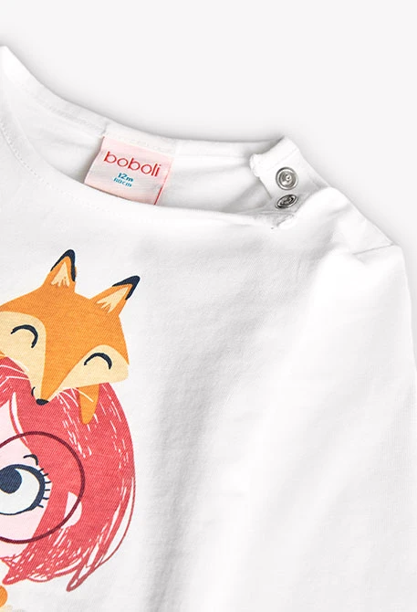 Camiseta de algodón rosa bebé animales