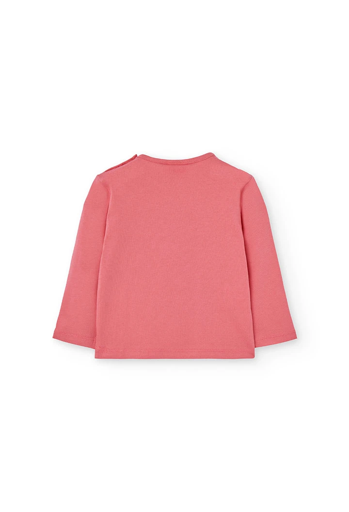 T-shirt fille coton rose imprimé