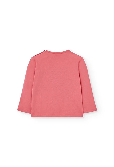 Camiseta niña algodón rosa estampado