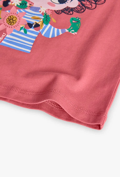 Camiseta niña algodón rosa estampado