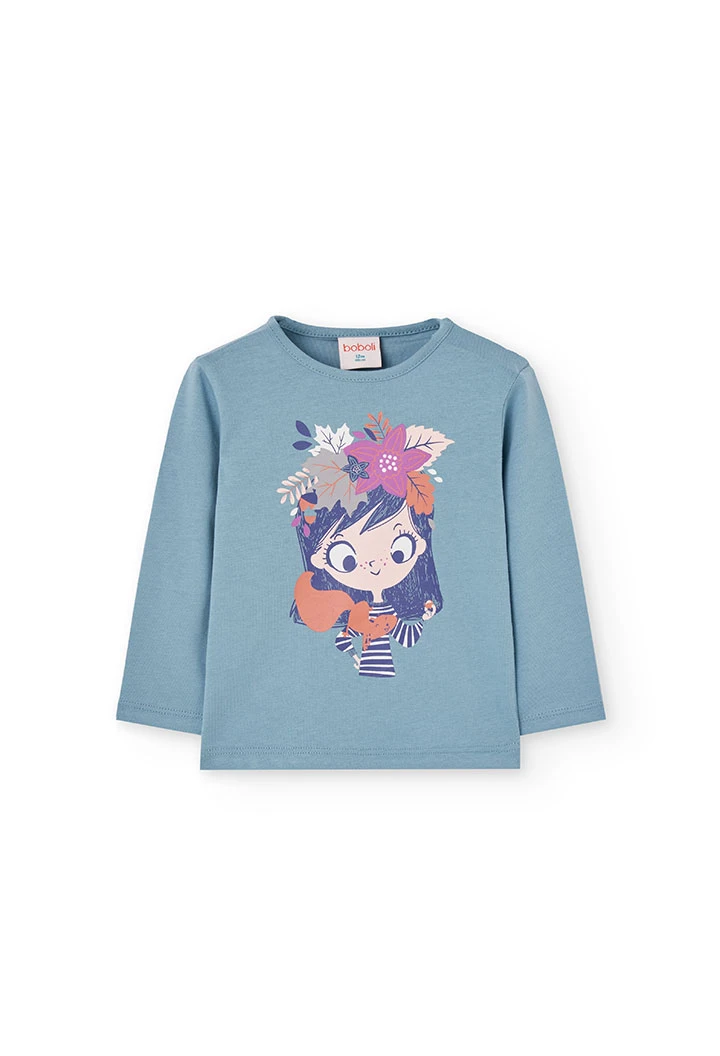 T-shirt fille en coton vert d´eau