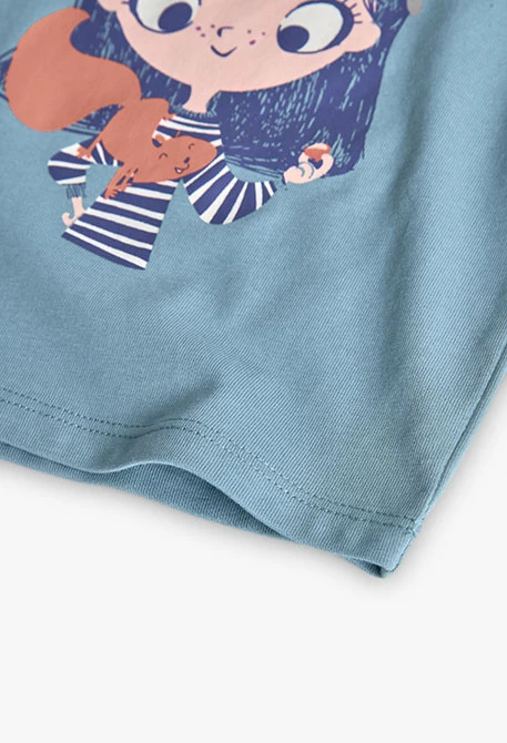 Camiseta niña de algodón verde agua