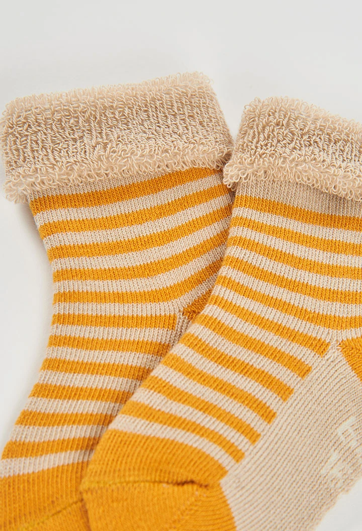 Pack chaussettes bébé jaune imprimé renard