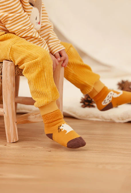Packung Baby-Socken gelb mit Fuchsprint