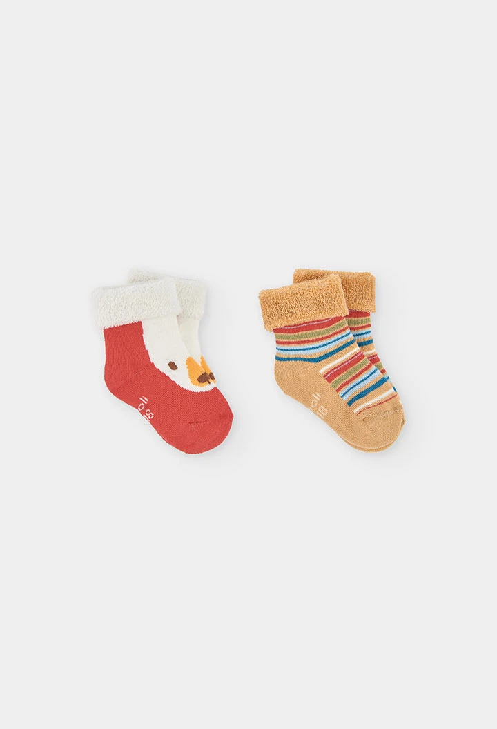 Pack calcetín rojo bebé estampado de pato