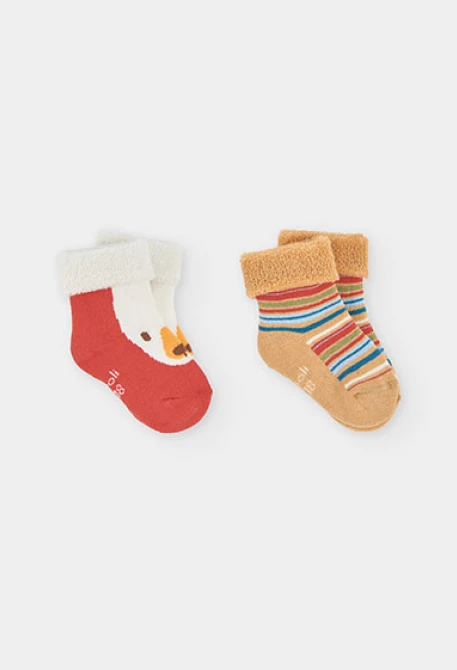 Pack baby red duck print socks