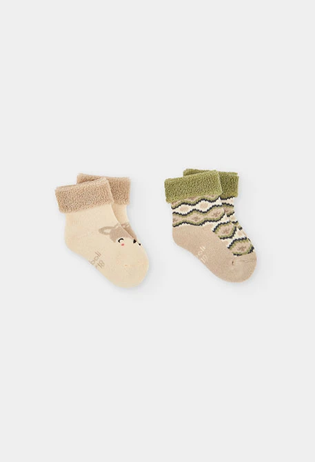 Pack baby socks ecru animal print