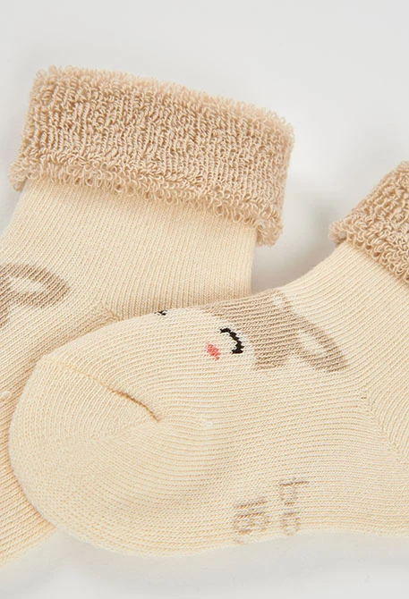 Pack baby socks ecru animal print