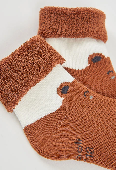 Sockenset für Babys in grau meliert mit Pinguin-Motiv