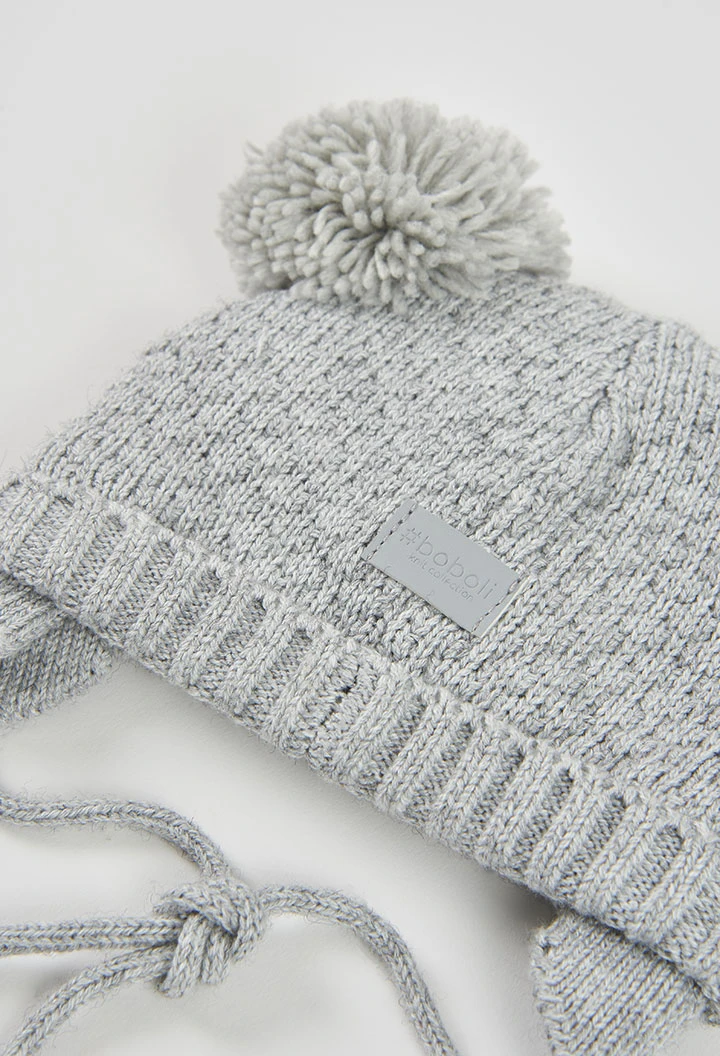 Gorro cinzento vigoré com pompons bebé