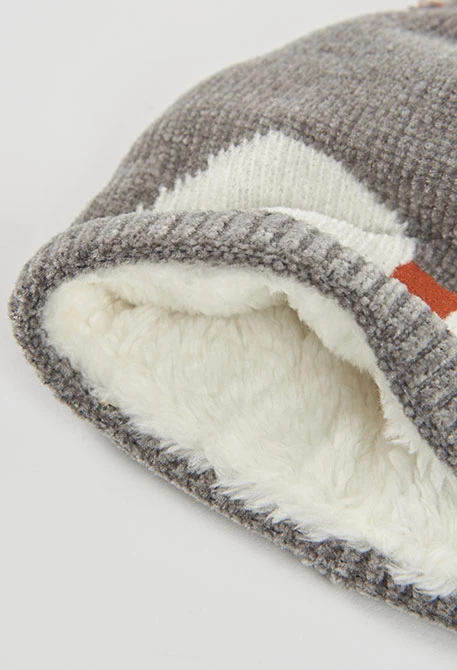 Grau meliertes Mütze mit Pinguin-Design