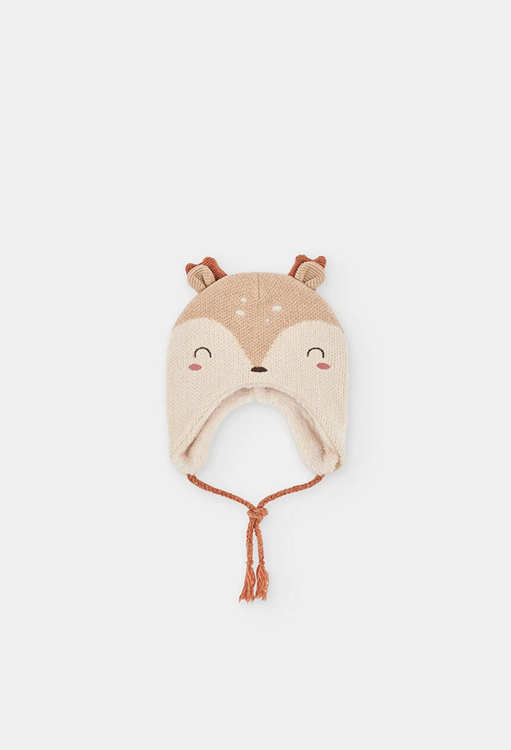 Bonnet marron avec motif cerf bébé