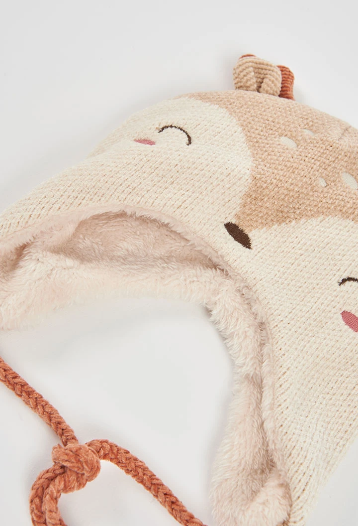 Bonnet marron avec motif cerf bébé