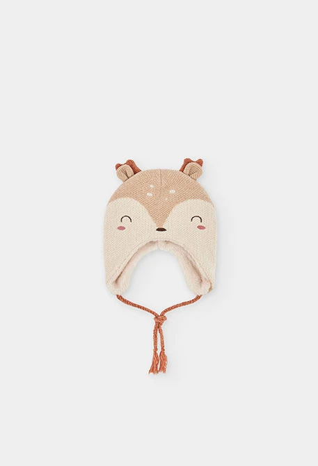 Bonnet marron avec motif cerf bébé