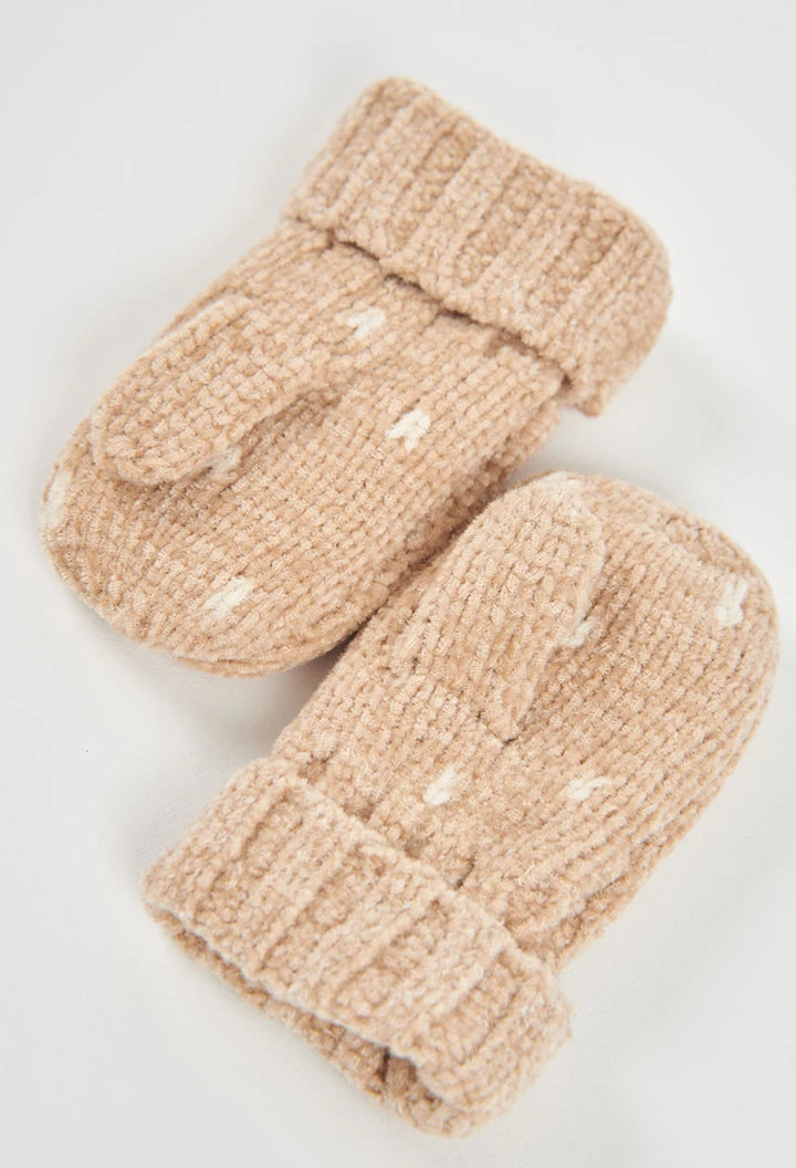 Moufle bébé marron avec imprimé à pois