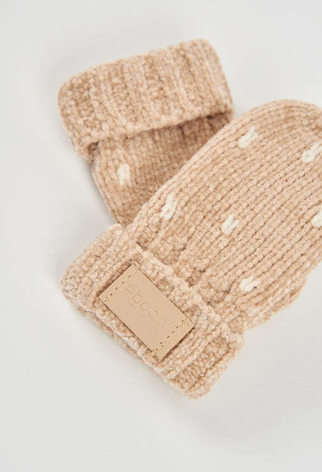 Moufle bébé marron avec imprimé à pois