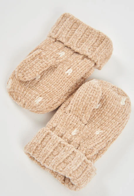Moufle bébé marron avec imprimé à pois