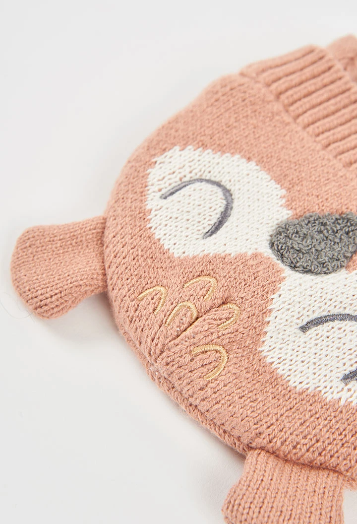 Bonnet marron bébé imprimé hibou