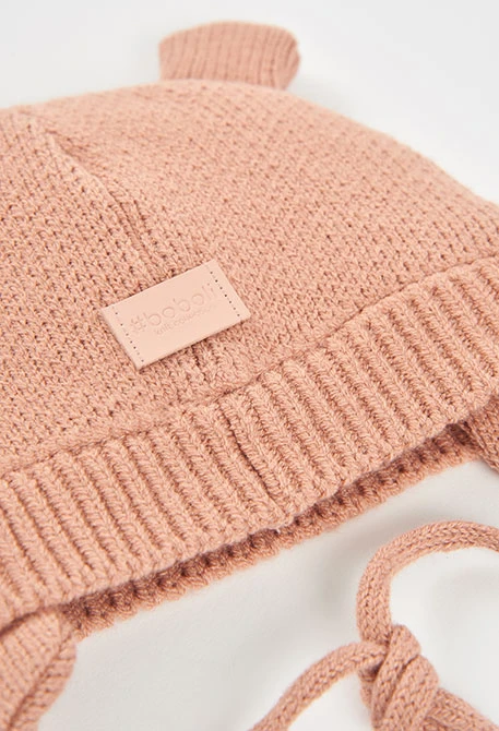 Bonnet marron bébé imprimé hibou