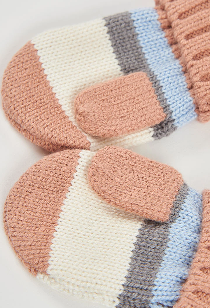 Moufle marron à rayures bébé