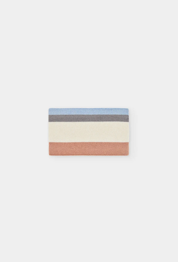 Tour de cou bébé marron à rayures multicolores