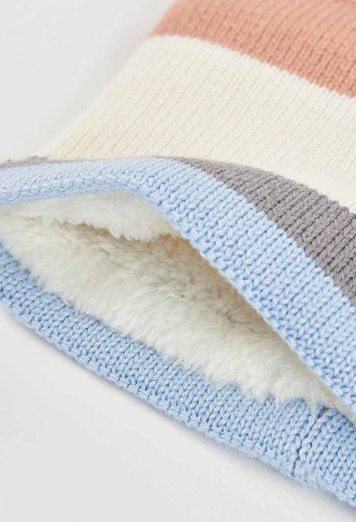 Tour de cou bébé marron à rayures multicolores