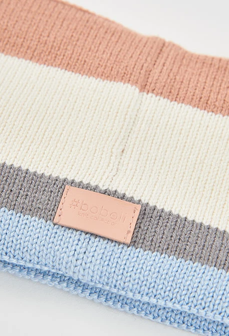 Tour de cou bébé marron à rayures multicolores
