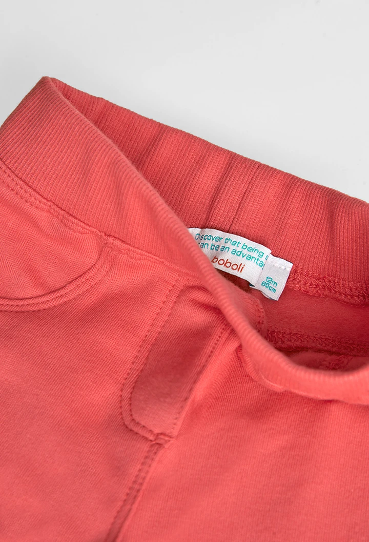 Pantalón felpa básico de bebé niña color rojo -BCI