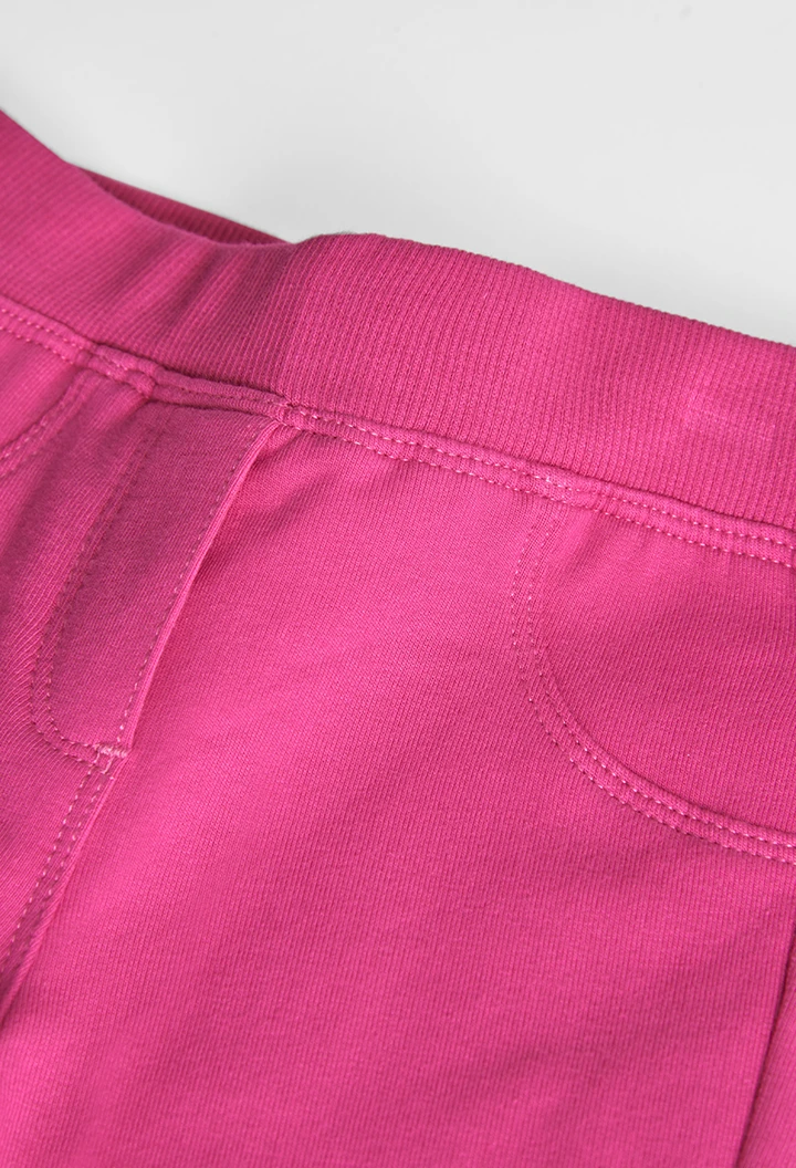Pantalón felpa básico de bebé niña color fucsia -BCI